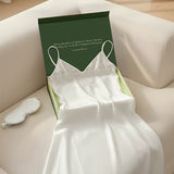 100% Mulberry Silk Short Slip Dress & Eye Mask – Luxury Gift for Her | White