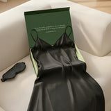 100% Mulberry Silk Short Slip Dress & Eye Mask – Luxury Gift for Her | Black