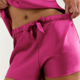 Ensemble pyjama caraco en pure soie pour femme, couleur citron