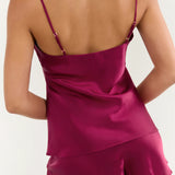 Women’s Pure Silk Camisole Pajama Set In Garnet