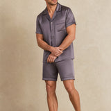 Men’s Classic Short Silk Pajama Set In Quartz Purple