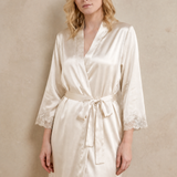 Robe mi-longue en pure soie noire pour femme