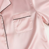 Women’s Short-Sleeve & Shorts Silk Pajama Set In Pale Pink