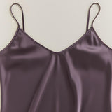 Pure Silk Spaghetti Strap Nightgown Slip Dress In Quartz Purple