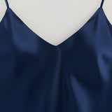 Women’s Pure Silk Camisole Pajama Set In Navy Blue