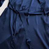 Women’s Pure Silk Mid-Length Robe In Navy Blue