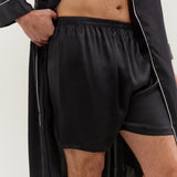 Short de détente en pure soie pour homme, noir