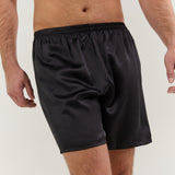 Short de détente en pure soie pour homme, noir