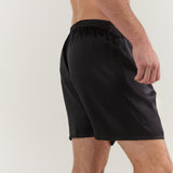 Short de détente en pure soie pour homme, noir