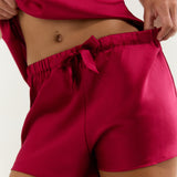 Women’s Pure Silk Camisole Pajama Set In Burgundy Red