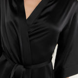 Women’s Pure Silk Mid-Length Robe In Black