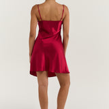 Pure Silk Spaghetti Strap Nightgown Slip Dress In Burgundy Red