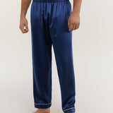 Men’s Pure Silk Sleep Bottoms In Navy Blue