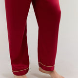 Men’s Pure Silk Sleep Bottoms In Burgundy Red