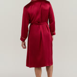 Men’s Pure Silk Robe In Burgundy Red