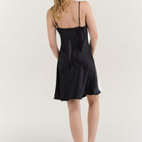 Pure Silk Spaghetti Strap Nightgown Slip Dress In Black