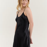 Pure Silk Spaghetti Strap Nightgown Slip Dress In Black