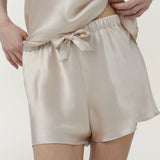 Ensemble pyjama caraco en pure soie pour femme, couleur crème