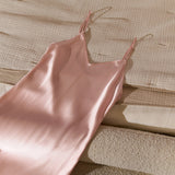 Pure Silk Spaghetti Strap Long Dress In Pale Pink