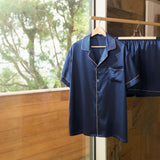 Men’s Classic Short Silk Pajama Set In Navy Blue