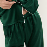 Women’s Long-Sleeve & Pants Silk Pajama In Green