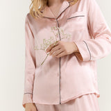 Women’s Long-Sleeve & Pants Silk Pajama In Pale Pink