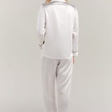 Women’s Long-Sleeve & Pants Silk Pajama In White