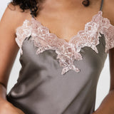 Sexy Lace Split Pure Silk Nightdress