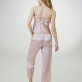 Women's Pure Silk Camisole Set with Back Tie In Champagne