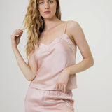 Women's Pure Silk Camisole Set with Back Tie In Champagne