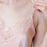 Women’s Soft Silk Lace V-Neck Nightgown In Pale Pink