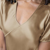 Robe de nuit en soie pour femme, bordeaux rouge