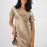 Robe de nuit en soie pour femme, bordeaux rouge