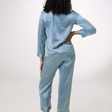 Women’s Long-Sleeve & Pants Silk Pajama In Haze Blue