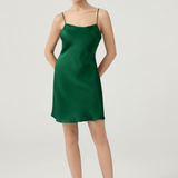 Relaxed Fit Silk Cowl Neck Nightgown In Green