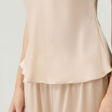 Damen-Set aus Camisole und Hose aus reiner Seide mit Rückenschnürung in Champagner