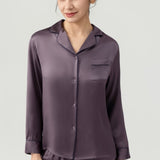 Pyjama en soie à manches longues et pantalon pour femme, couleur violet quartz