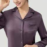 Pyjama en soie à manches longues et pantalon pour femme, couleur violet quartz