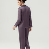 Pyjama en soie à manches longues et pantalon pour femme, couleur violet quartz